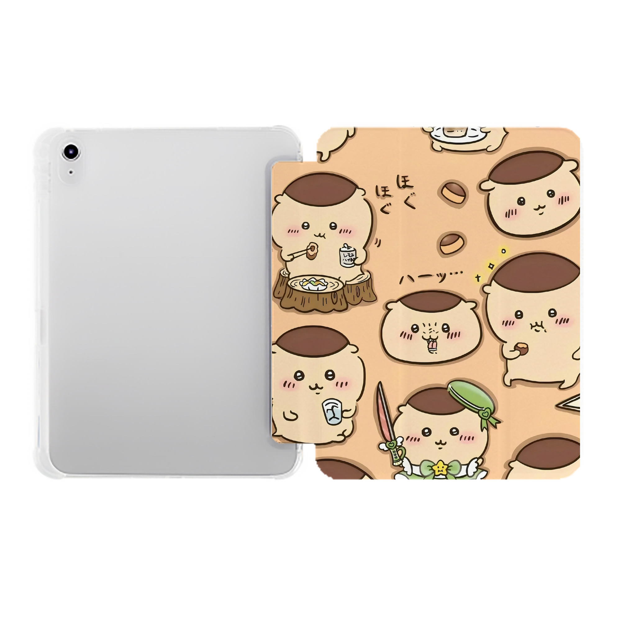 （画像用） ちいかわ Chii-kawa IPad ケース ペン収納付き 三つ折りスタンド PUレザー×シリコン 対応機種9.5/10.5/10.9インチ